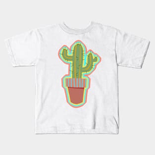 Simple Colorful Potted Cactus Kids T-Shirt